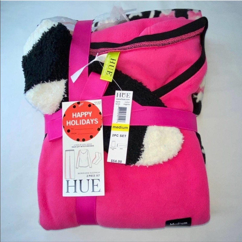 Black and Pink Cat Graphic Fleece Sleepwear PJS * - Picture 1 of 4